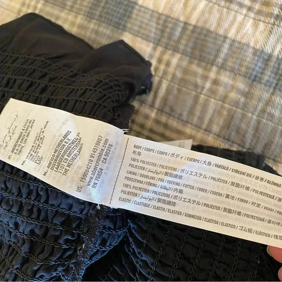 Abercrombie & Fitch Black Floral Mini Dress Smocked Bodice Tiered Ruffle: Large - Picture 7 of 10